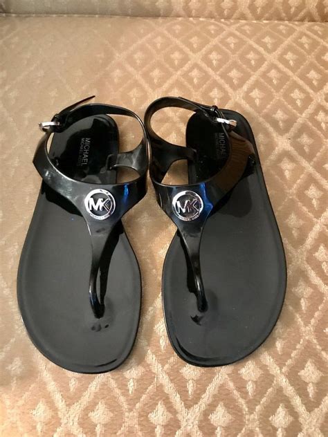 michael kors black patent leather flip flops|Michael Kors women's sandals.